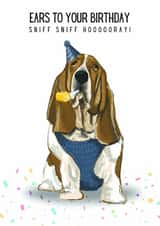 Cute Birthday Card - Bassett Hound - Pun created by Dotts Yard