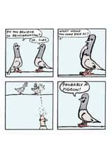 Funny Cartoon Comic Card - Pigeon Reincarnation created by Cardinky