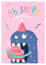 Cute Birthday Card - Cake - Monster created by Chasing Cards