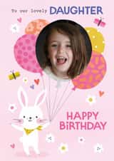 Personalised Birthday Photo Card created by Lemon and Sugar  - Cute Birthday Card - Rabbit With Balloons