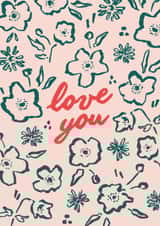Pretty Anniversary Card - Love You - Floral Pattern created by Embletree Designs