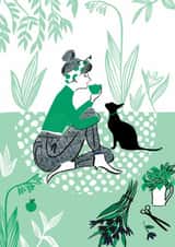 Arty Love And Friendship Card - Girl With Cat created by Holly Acland