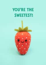 Cute Birthday Card - Felt Strawberry - You're The Sweetest created by Lemon and Sugar 