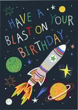 Classic Birthday Card - Space Rocket - Have A Blast created by Pablo and Pickle Studio