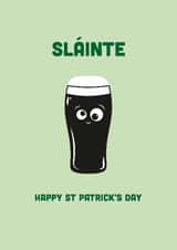 Cute St Patrick's Day Card - Drunk Guinness - Sláinte created by illustrations by Hannah