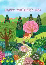 Pretty Mother's Day Card - Colourful Garden - Cherry Blossom Tree created by Pear Tree Press