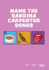 Fun BirthdayCard - Sabrina Carpenter Songs - Picture Quiz created by MOJO Creative Studio