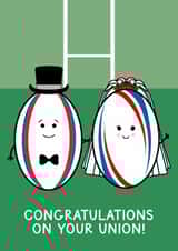 Cute Wedding Card - Rugby Pun - Congratulations On Your Union! created by Of Life & Lemons Ltd.