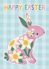 Cute Easter Card - Easter Bunny - Daffodils created by Hollie McManus Illustration