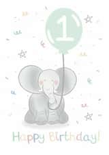 Cute 1st Birthday Elephant Party Card created by Bumbleberry Park