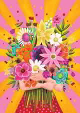 Pretty Mother's Day/Birthday Card - For Her - Flowers With Sunshine created by Aniet Illustration