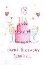 Classic Birthday Card - 18th - Cake And Cocktails created by HCD Illustration