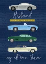 Classic Birthday Card - For Husband - Vintage Cars created by Laura Darrington Design Ltd.
