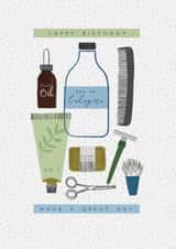 Classic Birthday Card - For Him - Grooming Products created by Laura Darrington Design Ltd.