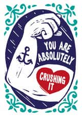 Arty Congratulations Card - Strongman Arm - Crushing It created by Woah there Pickle