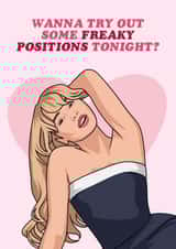 Funny Anniversary Card - Sabrina Carpenter - Freaky Positions created by Sundiva Designs