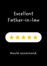 Funny Father's Day Card - 5 Star - Excellent Father-In-Law created by Sundiva Designs