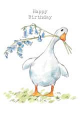 Cute Birthday Card - White Duck with Bluebells created by Paper Shed Design