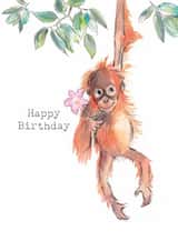 Cute Birthday Card - Orangutan with Flower created by Paper Shed Design