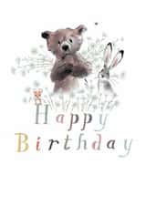 Cute Birthday Card - Cute Bear, Hare and Mouse  with Daisies created by Paper Shed Design