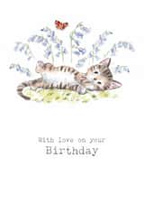 Cute Birthday Card - Tabby Kitten with Bluebells created by Paper Shed Design