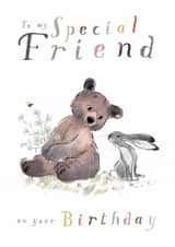 Cute Birthday Card - For a Special Friend - Cute Bear and Hare Illustration created by Paper Shed Design