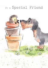 Cute Birthday or Friendship Card - Dog and Hedgehog created by Paper Shed Design