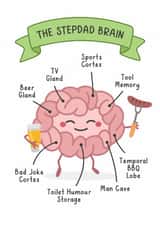 Cute Father's Day/Birthday Card - For Stepdad - Brain created by Evie Garnett Designs