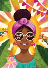 Pretty Birthday Card - For Her - Flowers created by Aniet Illustration