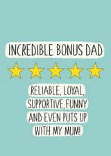 Fun Father's Day Card - Bonus Dad - 5 Stars created by Stuck Shop Gifts
