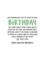 Funny Birthday Card - Belated - What About After? created by Kreate Paper Co.