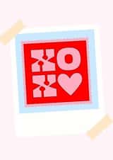Cute XOXO card for your significant other - polaroid picture stamp created by Becky Grainger