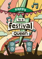 Fun Birthday Card - For Her - Festival Queen created by Bev O'Connor || @oconnordesign