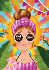 Pretty Birthday Card - For Her - Summery created by Aniet Illustration
