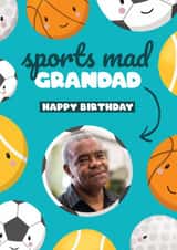 Personalised Birthday Photo Card created by Bev O'Connor || @oconnordesign - Cute Birthday Card - For Grandad - Sports Mad