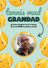 Personalised Birthday Photo Card created by Bev O'Connor || @oconnordesign - Cute Birthday Card - For Grandad - Tennis Mad
