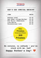 Funny Father's Day Card - Tesco Receipt Style - Clubcard Price Joke created by Heeby Jeeby's