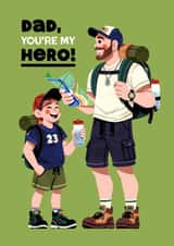 Cute Father's Day Card - Dad You're My Hero created by Folio | Ian Owen