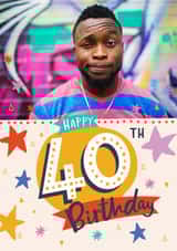 Personalised Birthday Photo Card created by Dotty Black - Classic Birthday Card - 40th - Colourful Stars