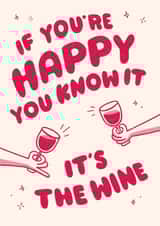 Funny Wine Happy Birthday Card for friend or partner - unisex created by Pilea Press