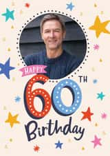 Personalised Birthday Photo Card created by Dotty Black - Classic Birthday Card - 60th - Colourful Stars