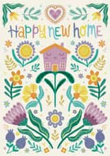 Pretty New Home Card - Flowers - House created by Hollie McManus Illustration