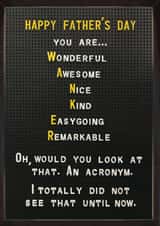 Funny Father's Day Card - Wanker Anogram created by Brainbox Candy