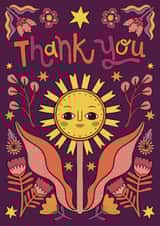 Pretty Thank You card - Sun - Folk Art created by Hollie McManus Illustration