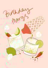 Arty Birthday Card - Spicy Margarita Cocktails - Alcohol created by Laura Barnes