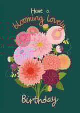 Arty Birthday Card - Dahlia Flower Bouquet created by Laura Barnes