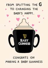 Cute New Baby Card - From Splitting The G - Baby Guinness created by YAWN DESIGNS