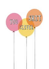 Funny Congratulations/Exams Card - You Clever Shit - Balloons created by Giddy Kipper