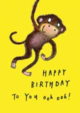 Cute Birthday Card - Monkey - You Ooh Ooh created by Sketchy Muma
