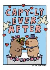 Cute Wedding Card - Capybara Pun - Capy-ly Ever After created by JOLLY AWESOME